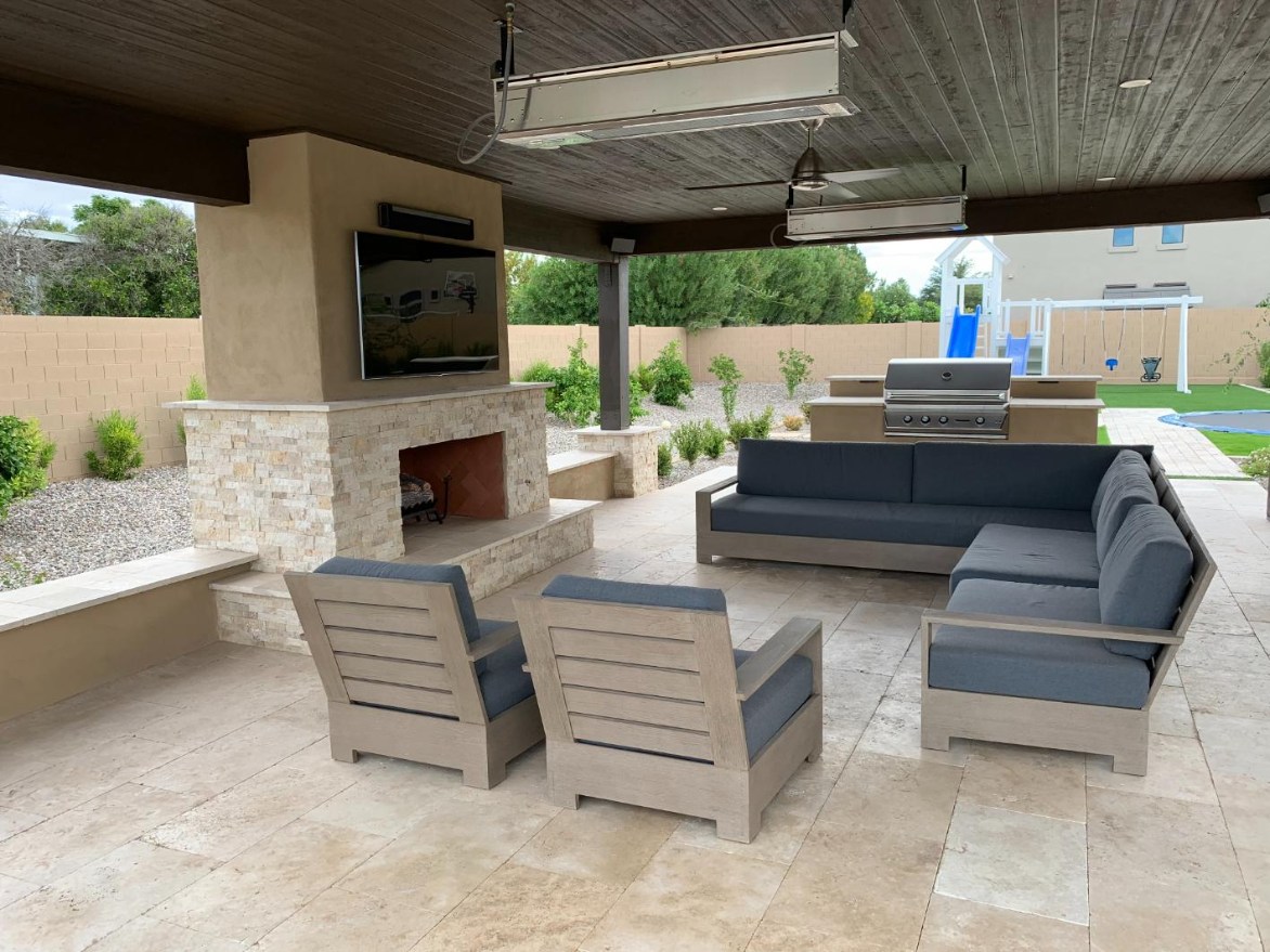 Shade structures and fire features design in San Tan Valley, AZ by New Era Landscaping
